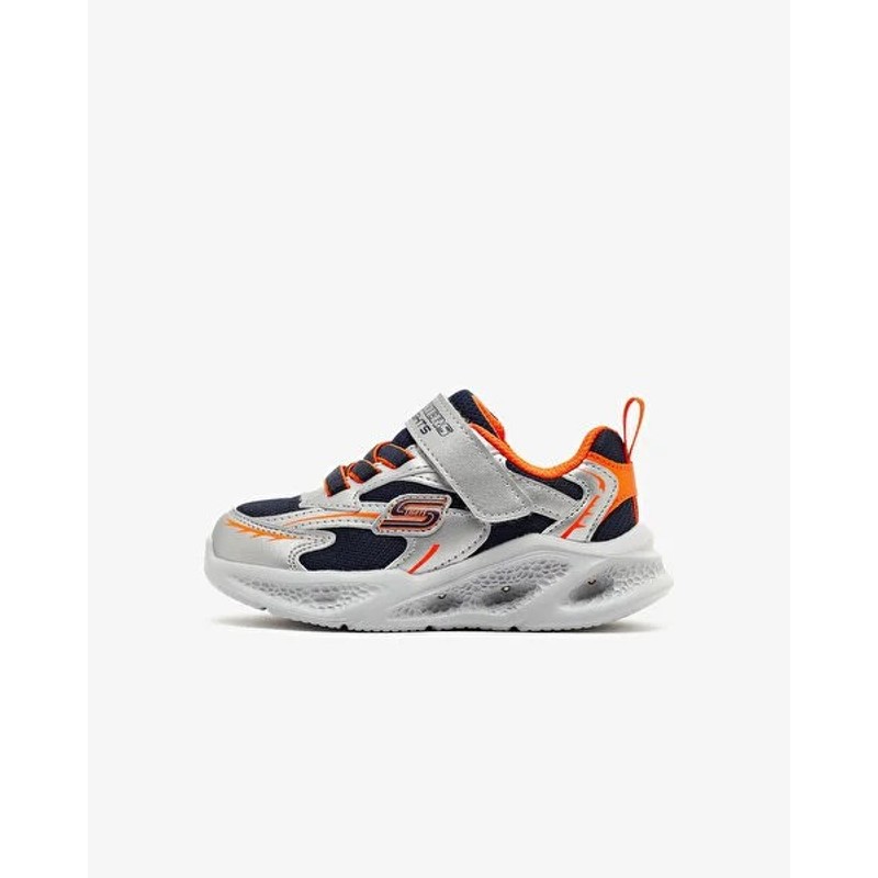 Skechers Meteor-Lights Erkek Çocuk Spor Ayakkabı (401497N SLOR) Gümüş-Turuncu